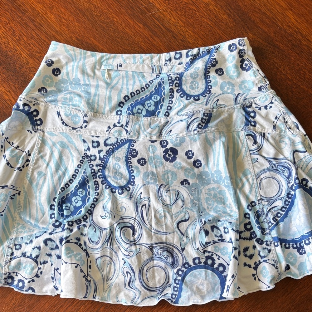 X by Gottex Skort Light Blue Paisley A-Line Women's Skirt - Picture 3 of 4